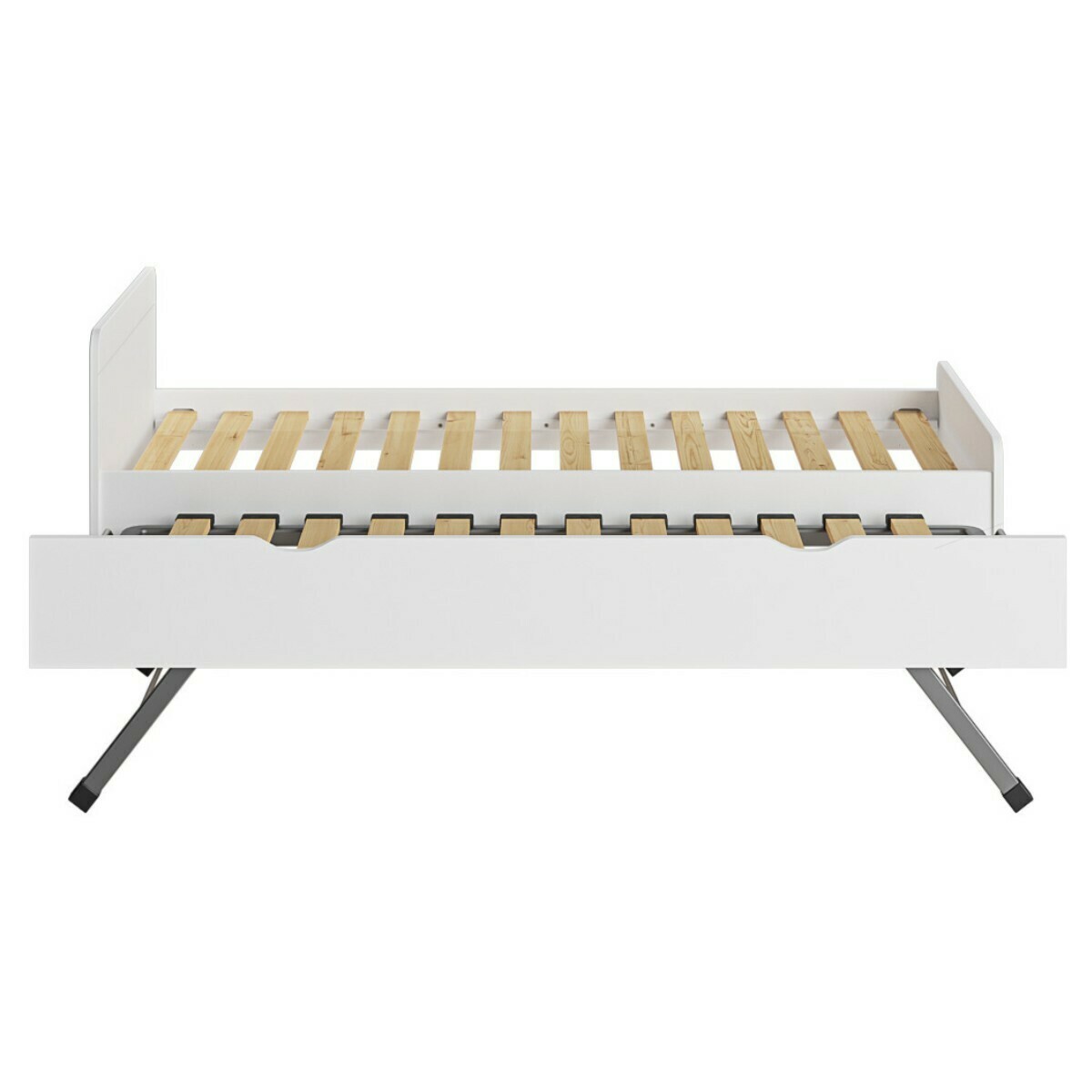 Pack lit gigogne avec matelas Bois massif LILOW blanc, AKITEN RETAIL