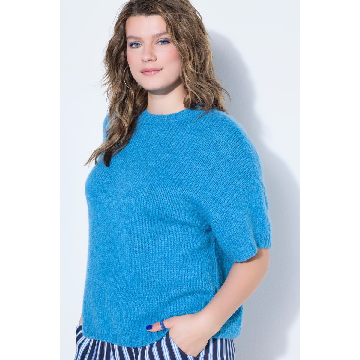 Pull oversize, manches courtes bleu turquoise, STUDIO UNTOLD