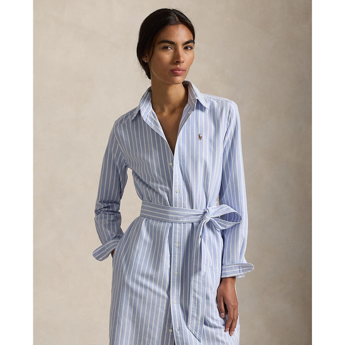 Vestido estilo camisa às riscas com cinto riscas azuis/brancas, POLO RALPH LAUREN