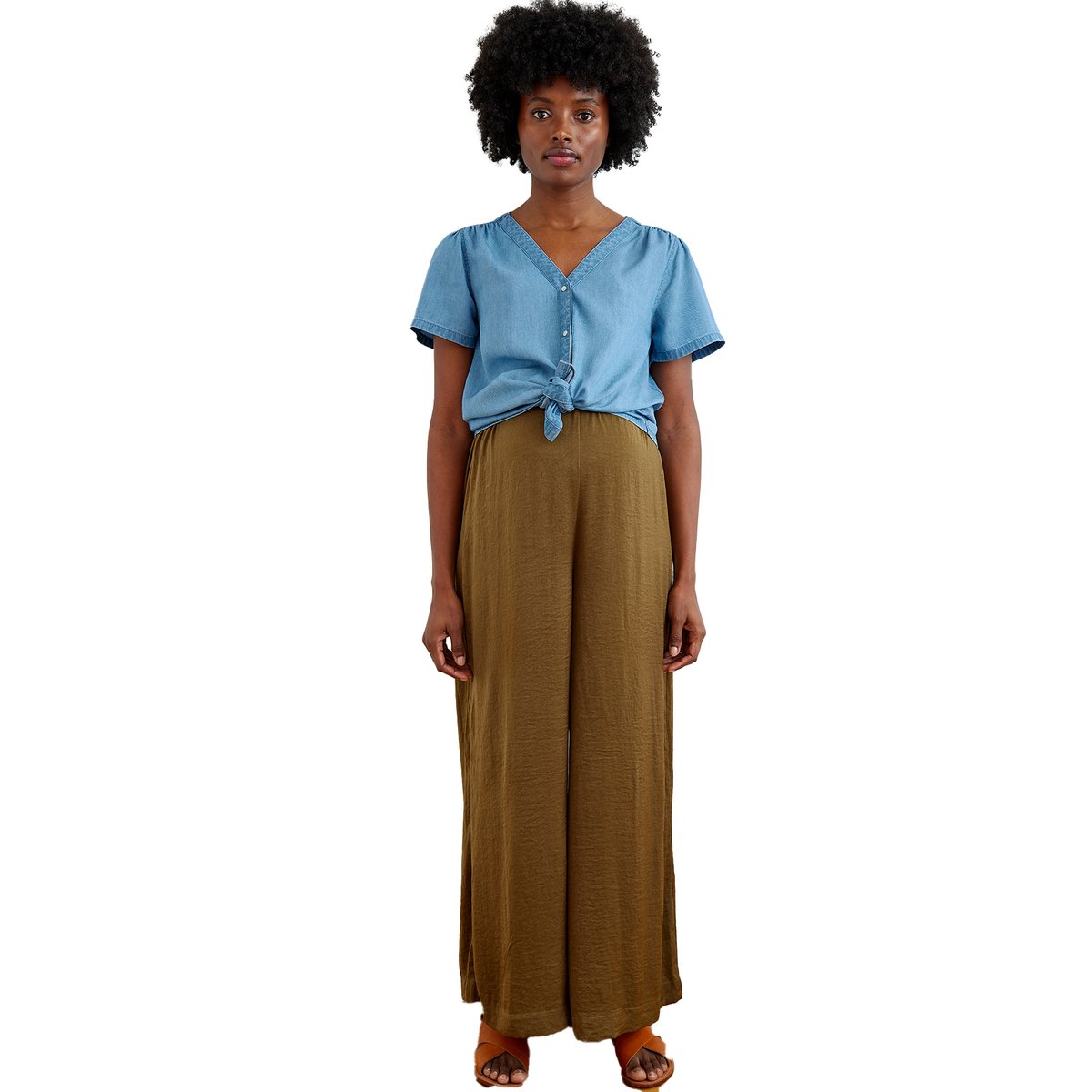 Blouse pressionnée grossesse et allaitement en lyocell stone, VERTBAUDET