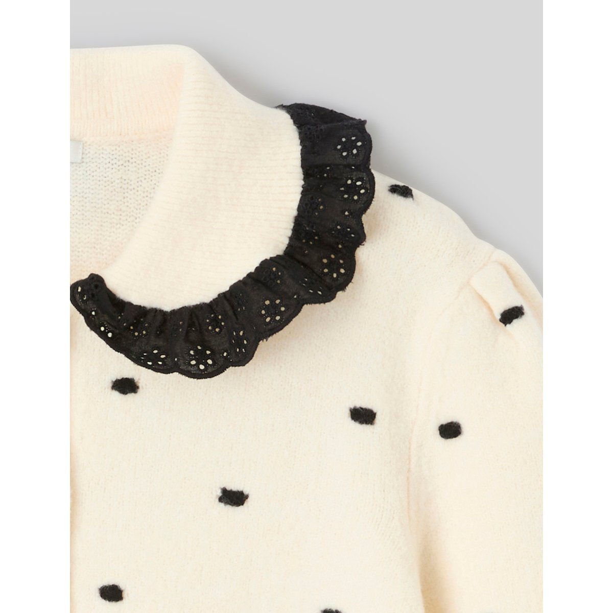 Gilet jacquard pois blanc écru, BZB