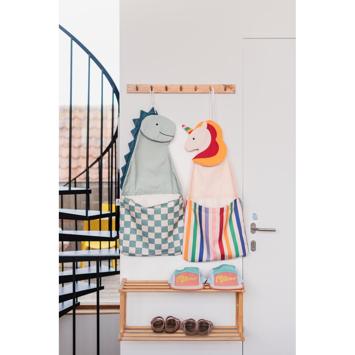 play&go - rangement mural & sac - dino ecru/vert, PLAY ET GO