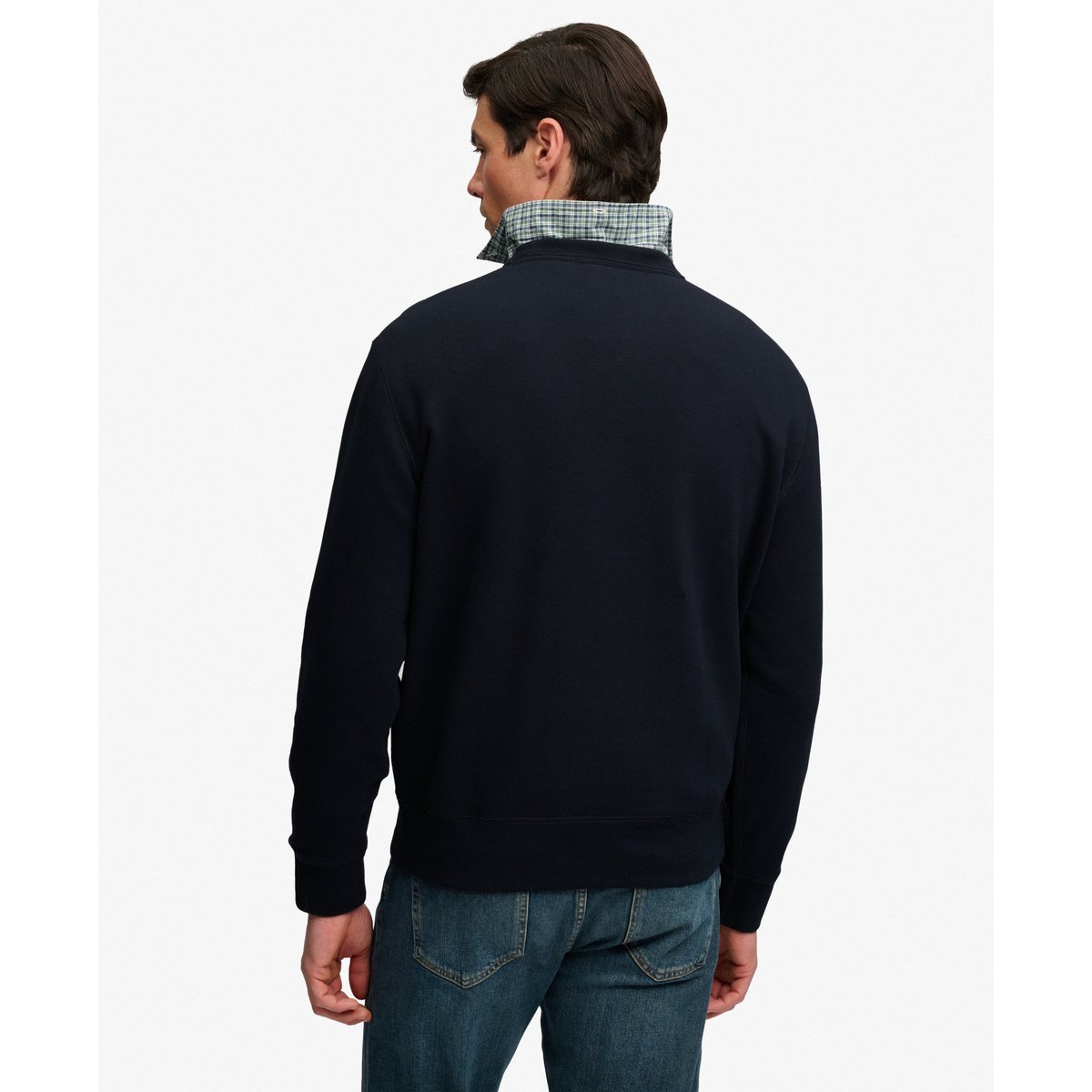 Sweatshirt Essential Stacked Logo Col Rond bleu marine foncé, SUPERDRY
