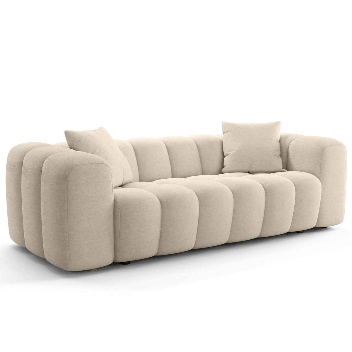 Canapé droit 3 places en tissu chenille - NUVOLA beige, HOMIFAB