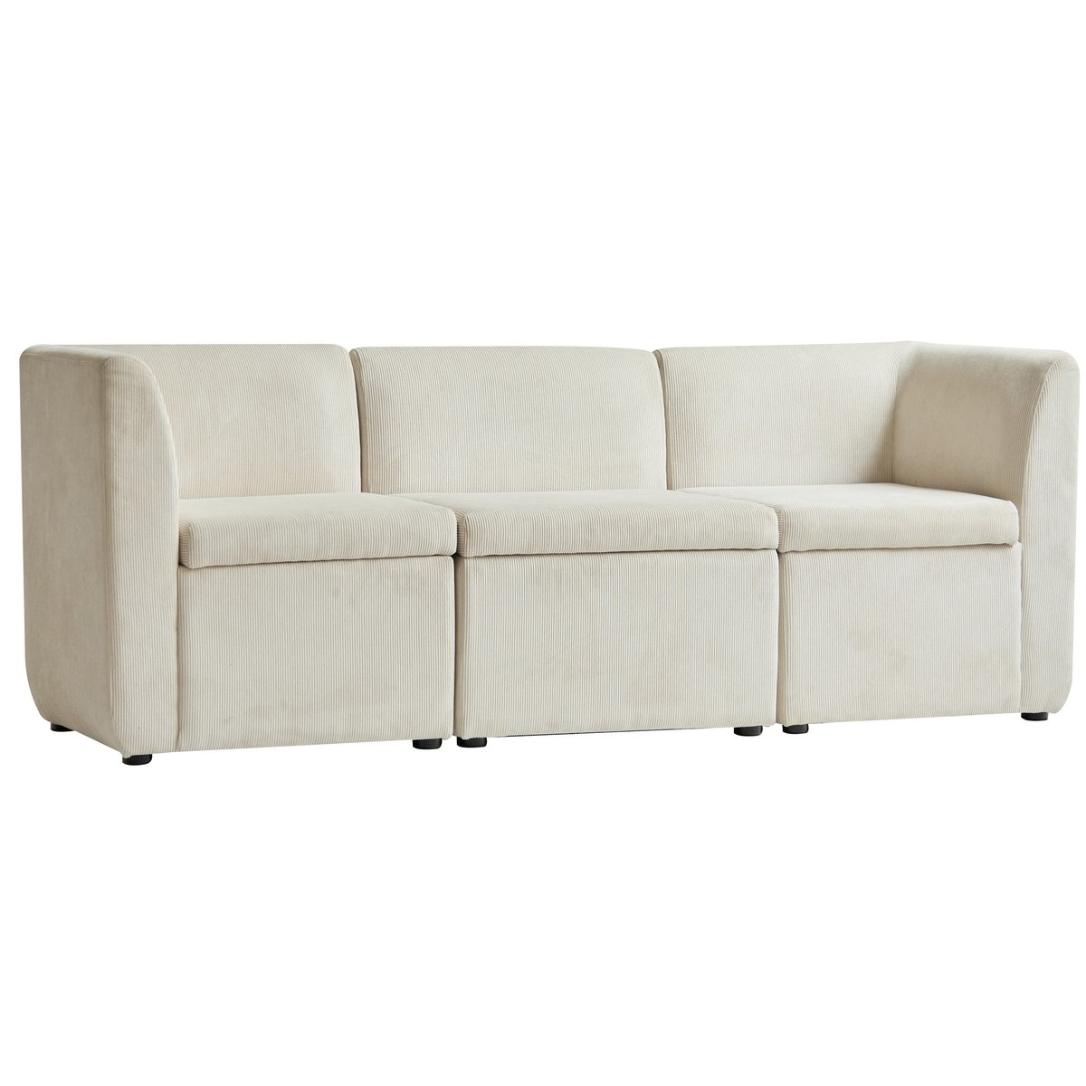 Canapé modulable 3 places, velours côtelé, VARDE beige, NORDLYS