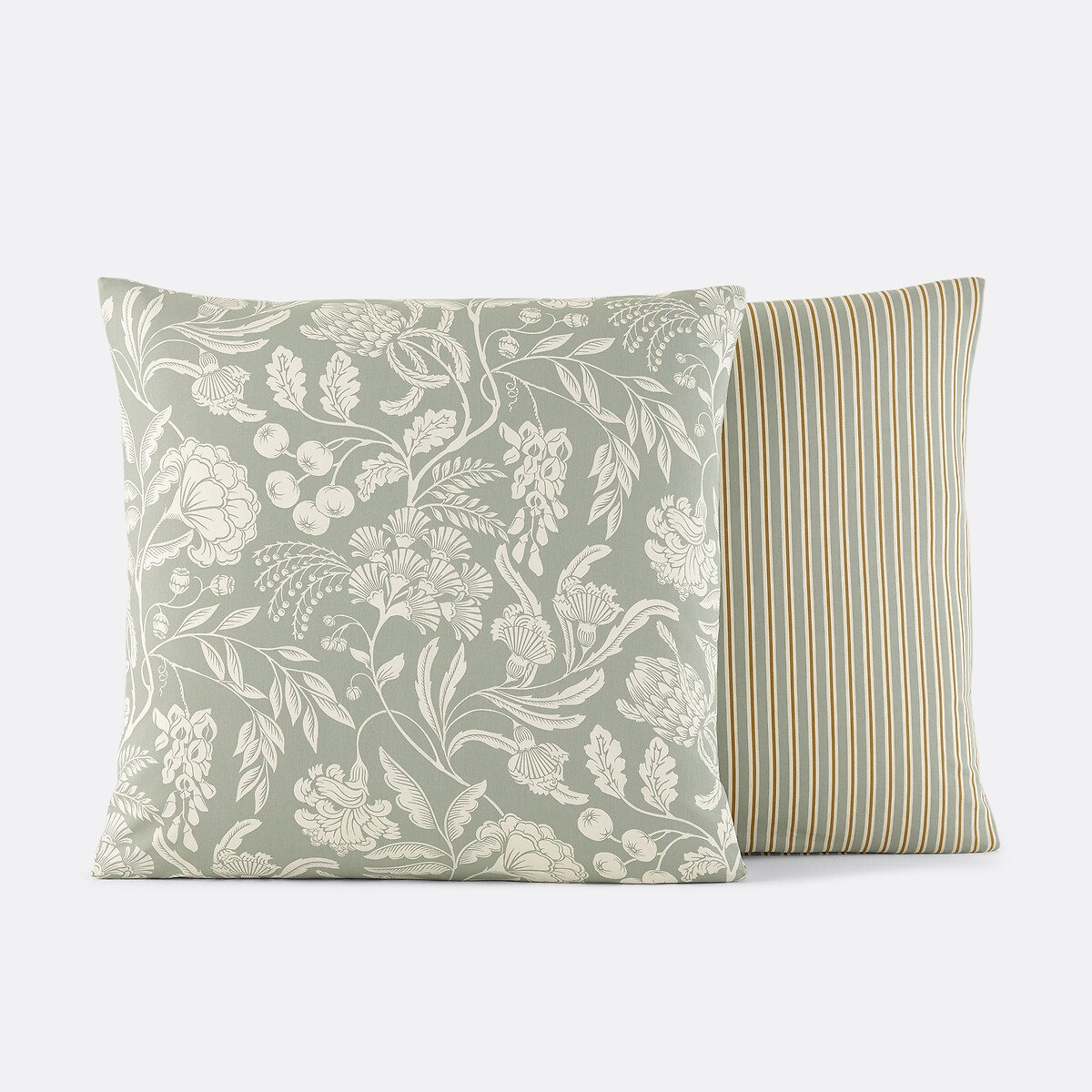 Funda de almohada de algodón, Linda estampado sobre fondo celadón, LA REDOUTE INTERIEURS