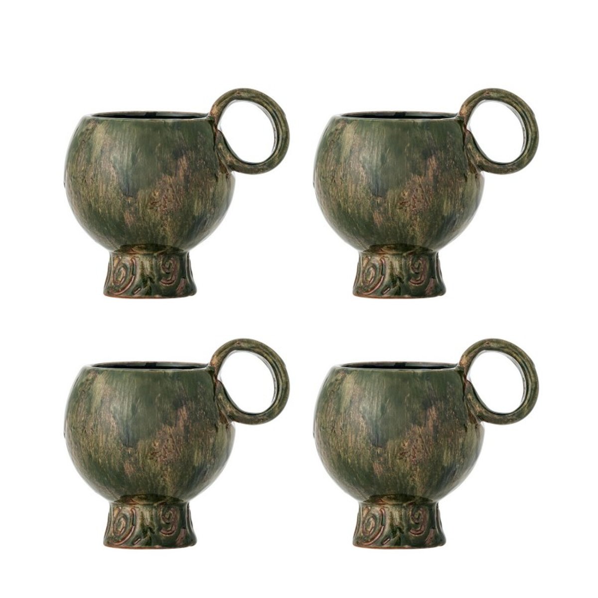 Tasse à café design grès  Avonlea set de 4 vert, BLOOMINGVILLE