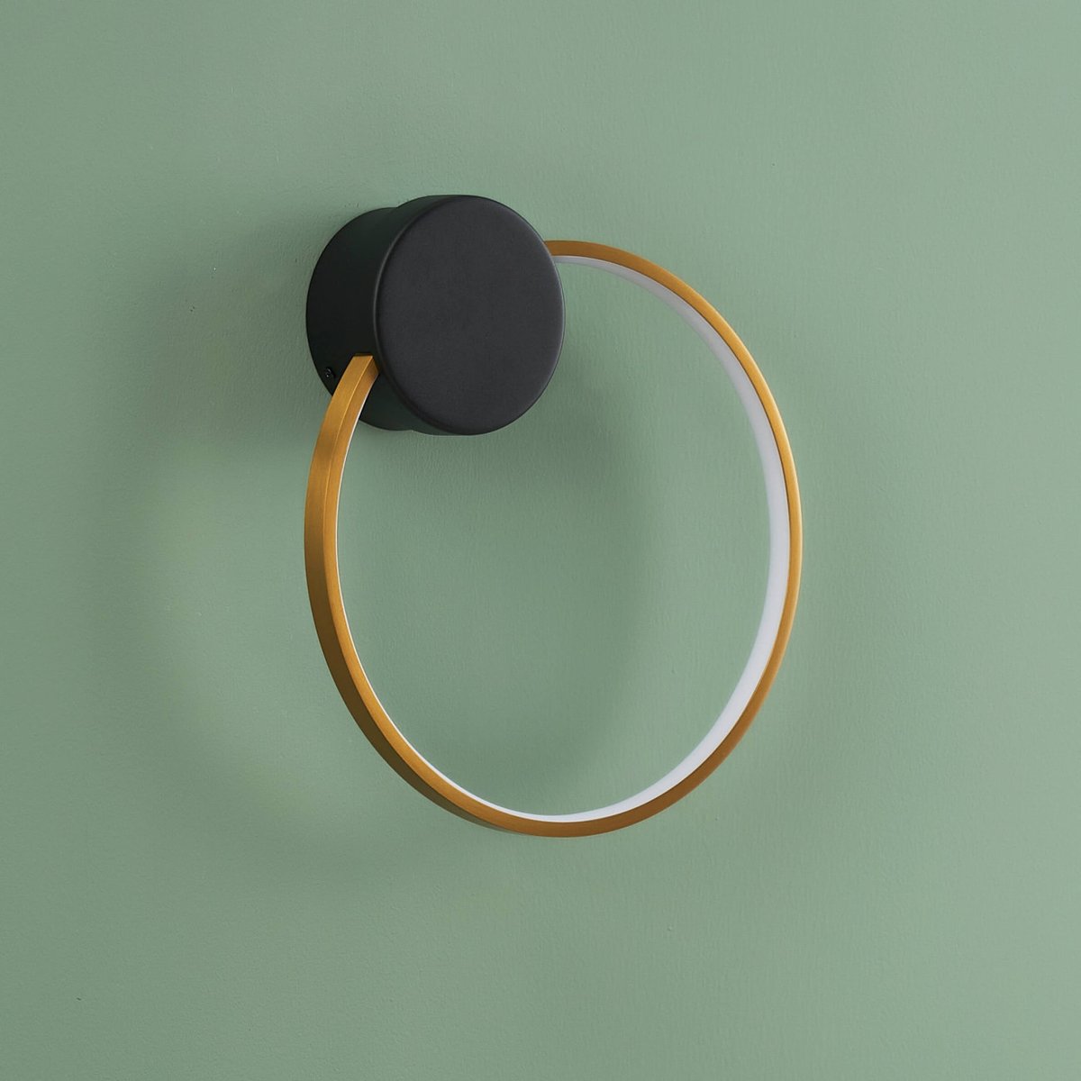 Applique circulaire LED anneau doré - ALISA laiton et noir, KOSILUM