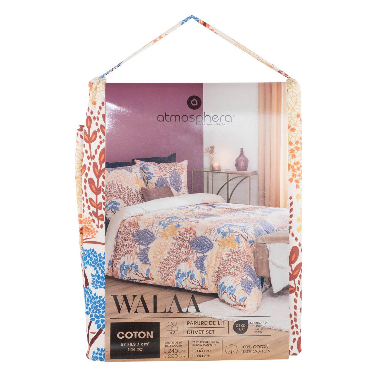 Parure de lit imprimée WALAA beige, ATMOSPHERA
