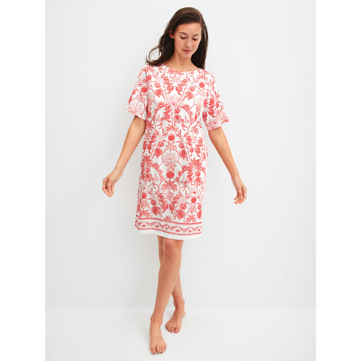 Chemise de nuit à manches courtes, longueur 95 cm manches courtes Coton FAVOURITES BEACH rose of sharon, CALIDA