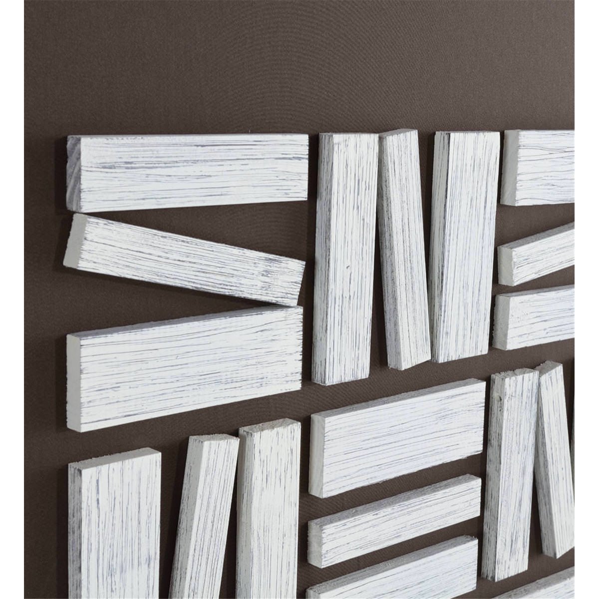 Tableau mural abstrait en bois et verre blanc et brun, RECOLLECTION