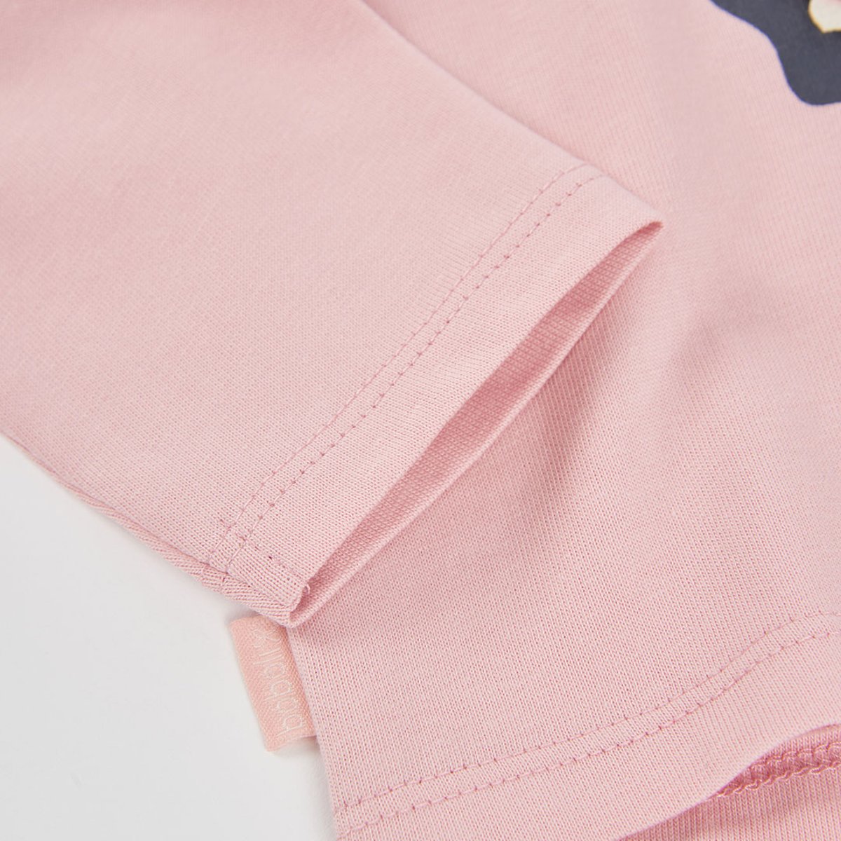 T-shirt en maille fille imprimé fille fleurs pink, BOBOLI