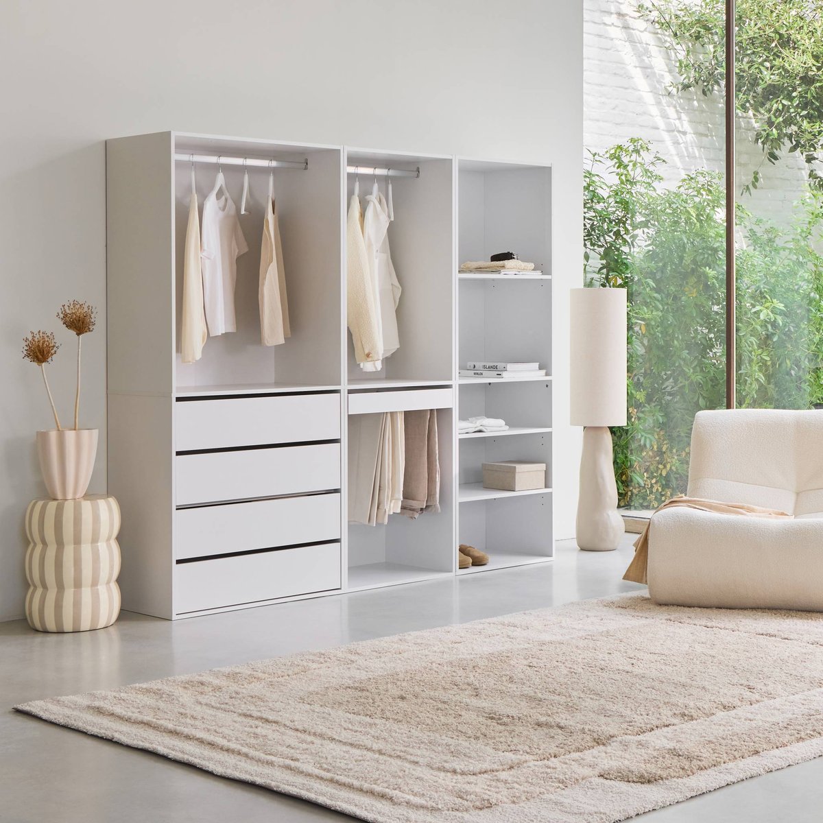 Kit dressing modulable décor bois 3 éléments MODULO blanc, SWEEEK