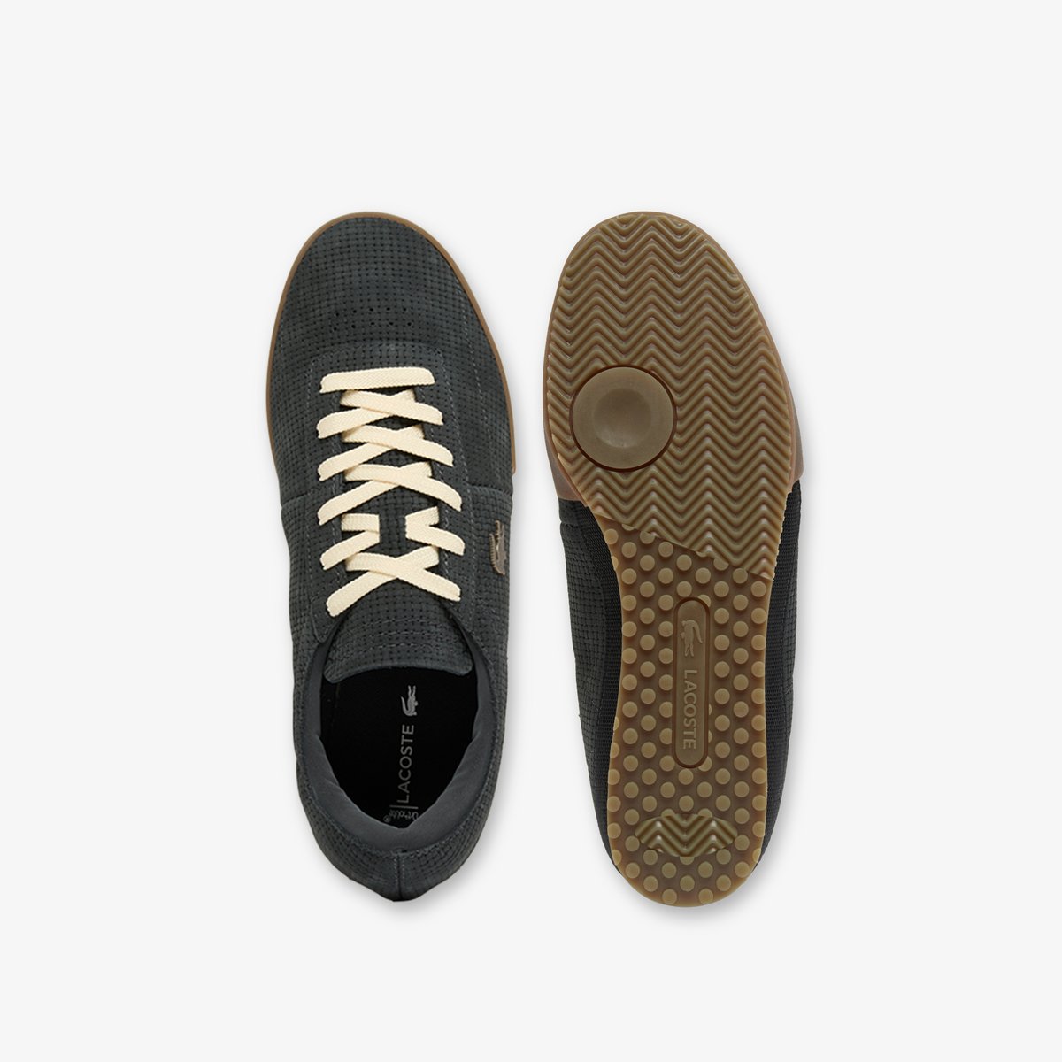 Sneakers Aura homme en cuir gris-gu2, LACOSTE