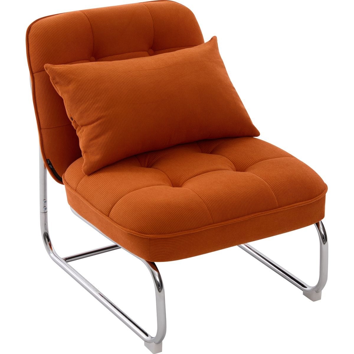 Fauteuil en velours côtelé et piètement chromé - MARVIN orange, HOMIFAB