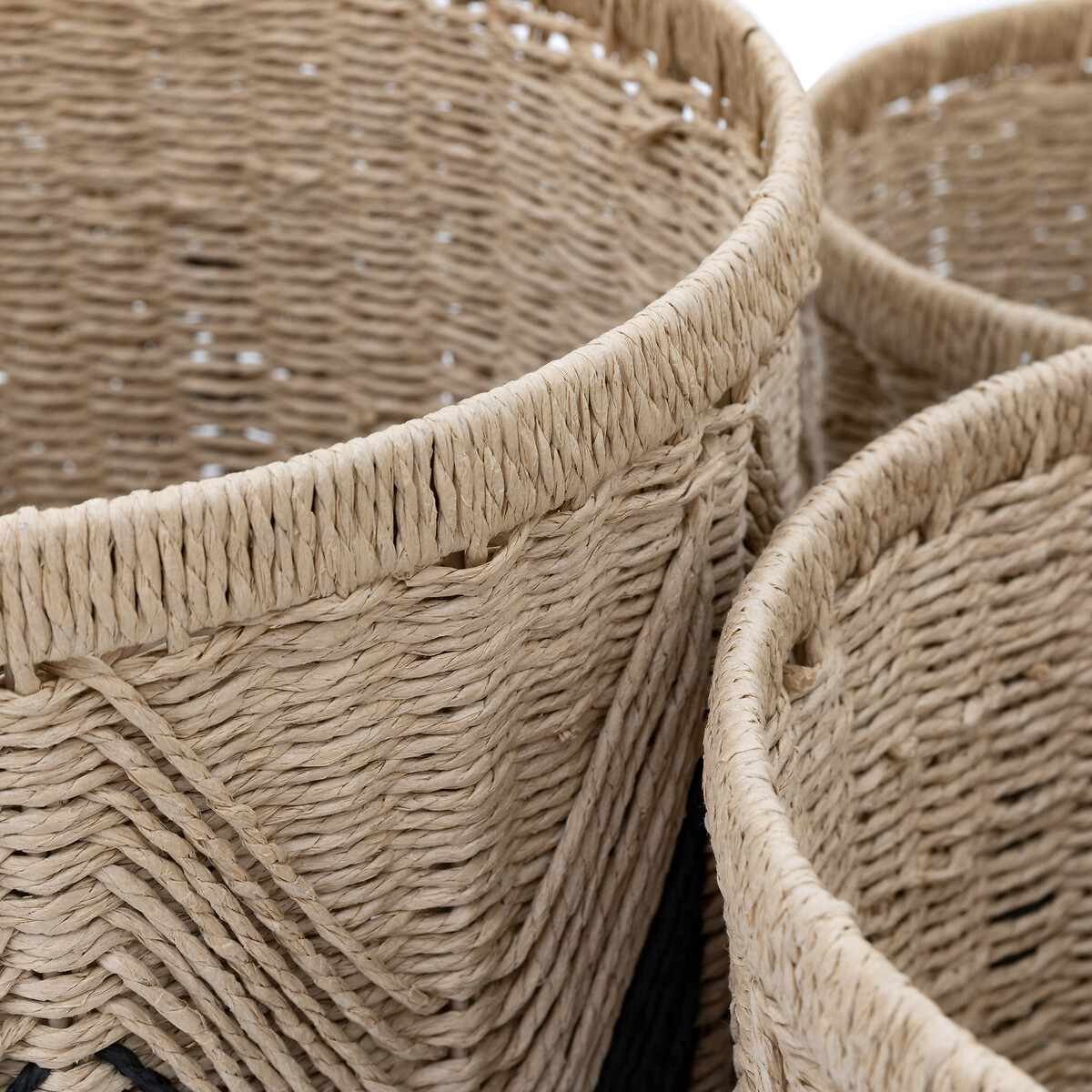 Set of 3 Orleton Baskets Natural and Black natural, ÉDITÉ