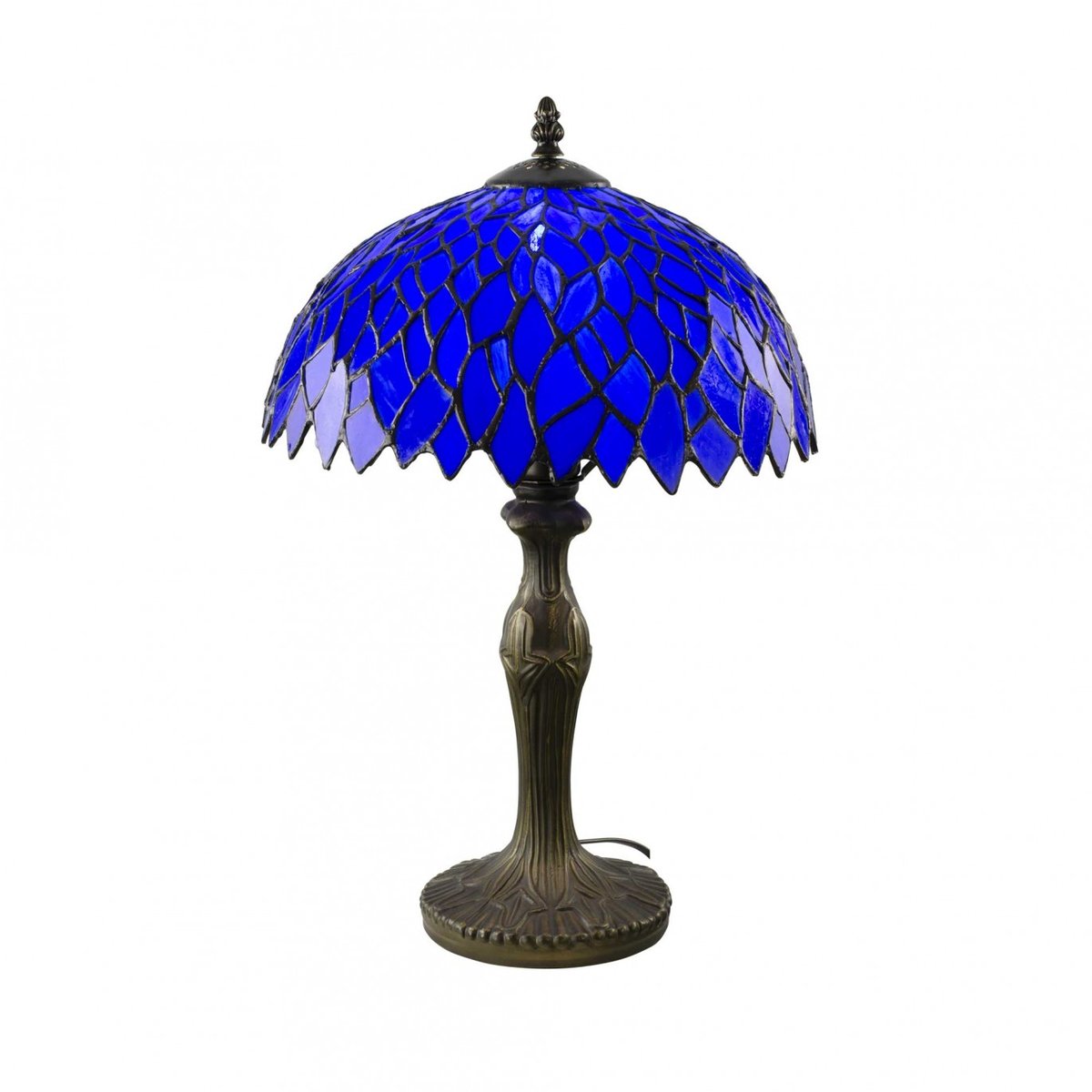Lampe à poser moyen modèle en verre mosaïque, TIFFANY CAMILLE bleu roi, C-CREATION