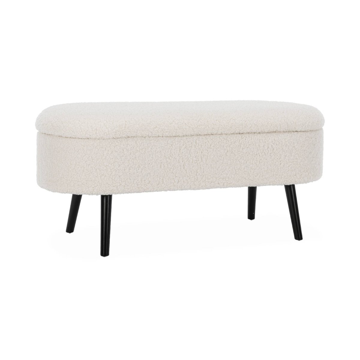 Banc coffre, bout de lit avec revêtement bouclette SHERPA ecru, SWEEEK