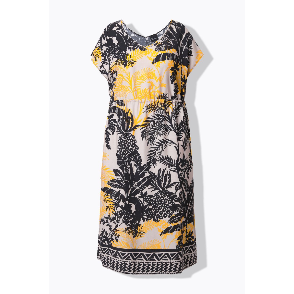 Robe maxi sans manches. Col en V et cordon gris beige, ULLA POPKEN