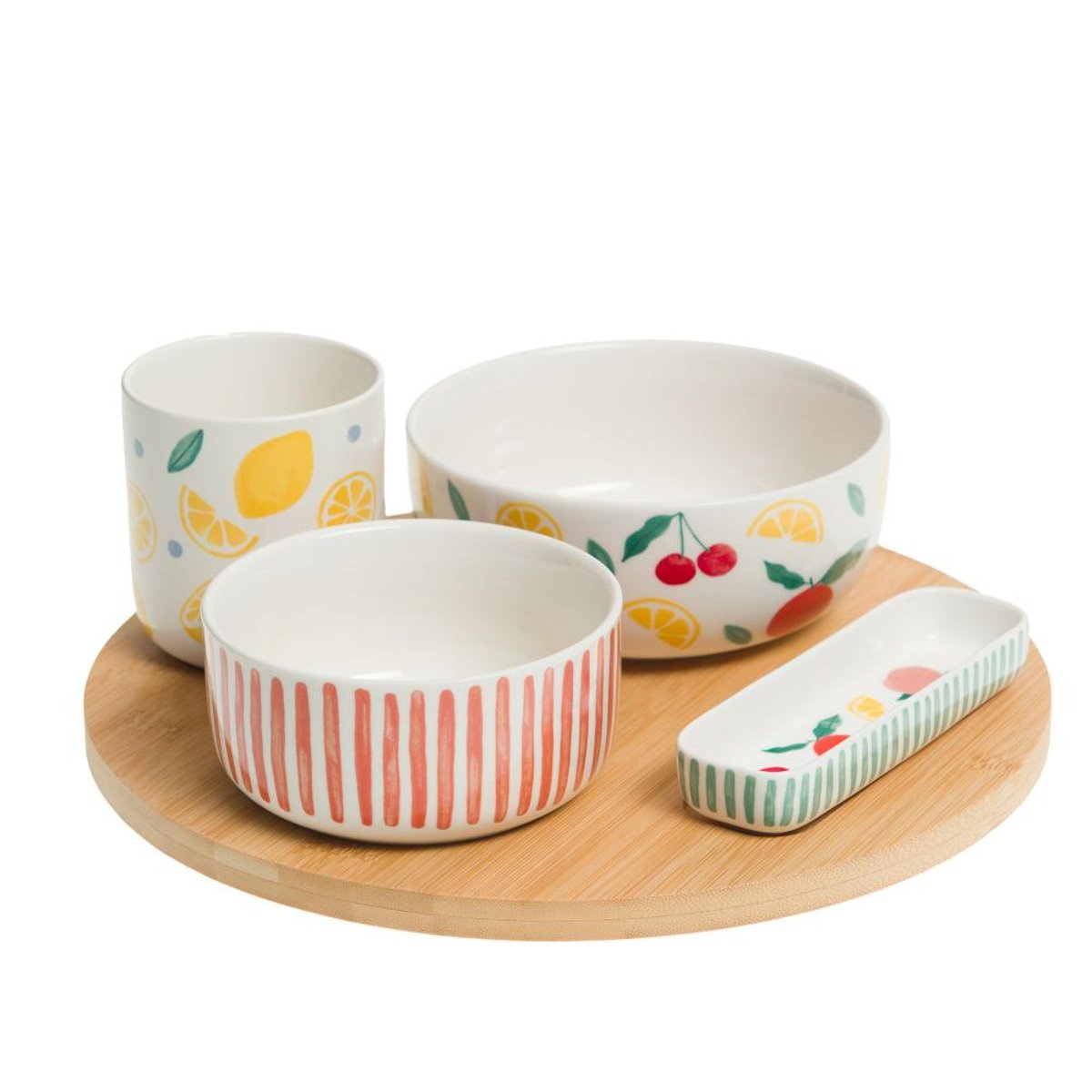 Plat et ses 4 bols fruty blanc, AMADEUS