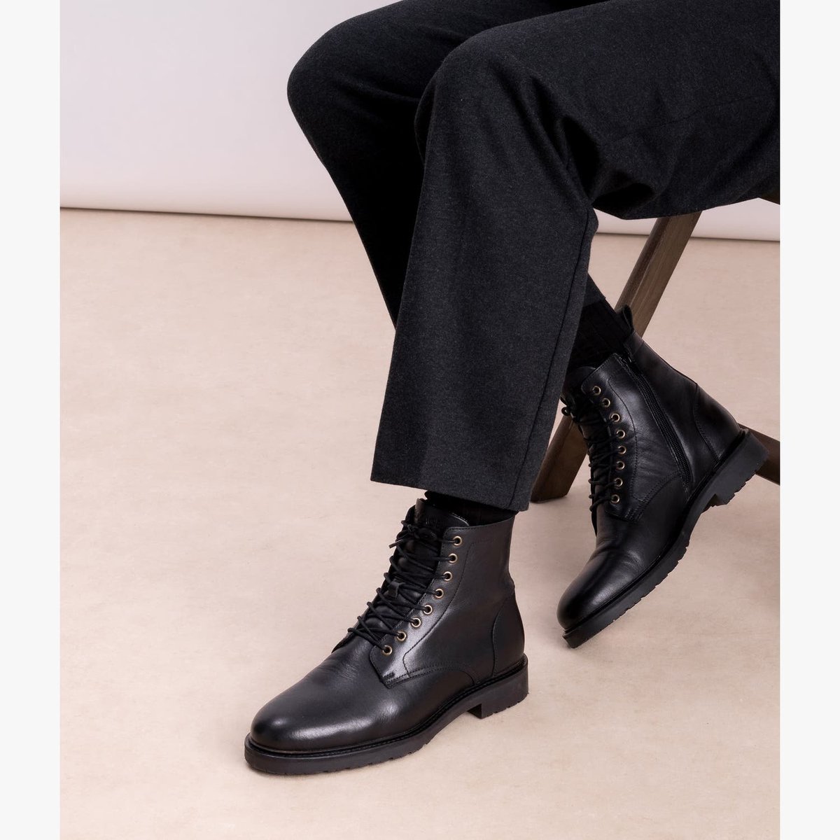 Boots À Talon en cuir SAM noir, BOCAGE