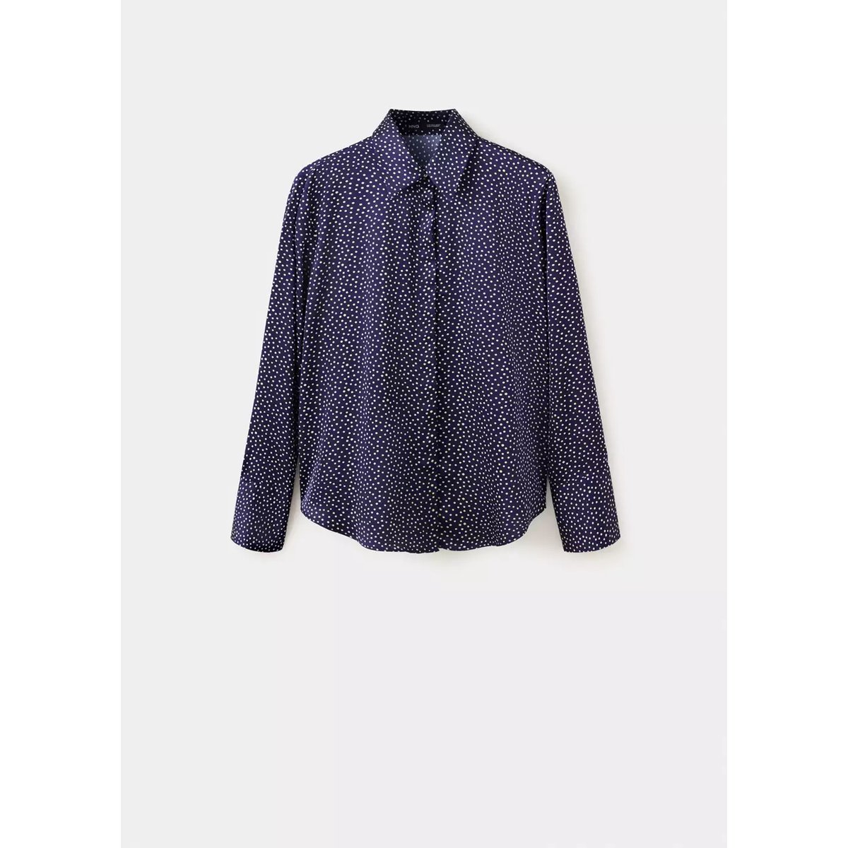 Chemise satinée pois bleu nuit, MANGO