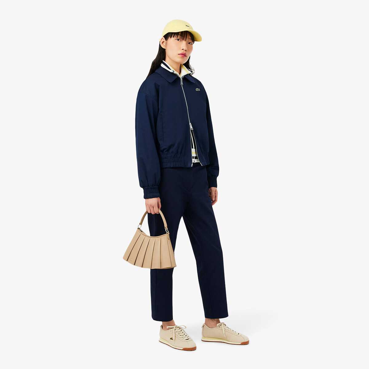Giacca corta con cerniera e collo a polo navy, LACOSTE
