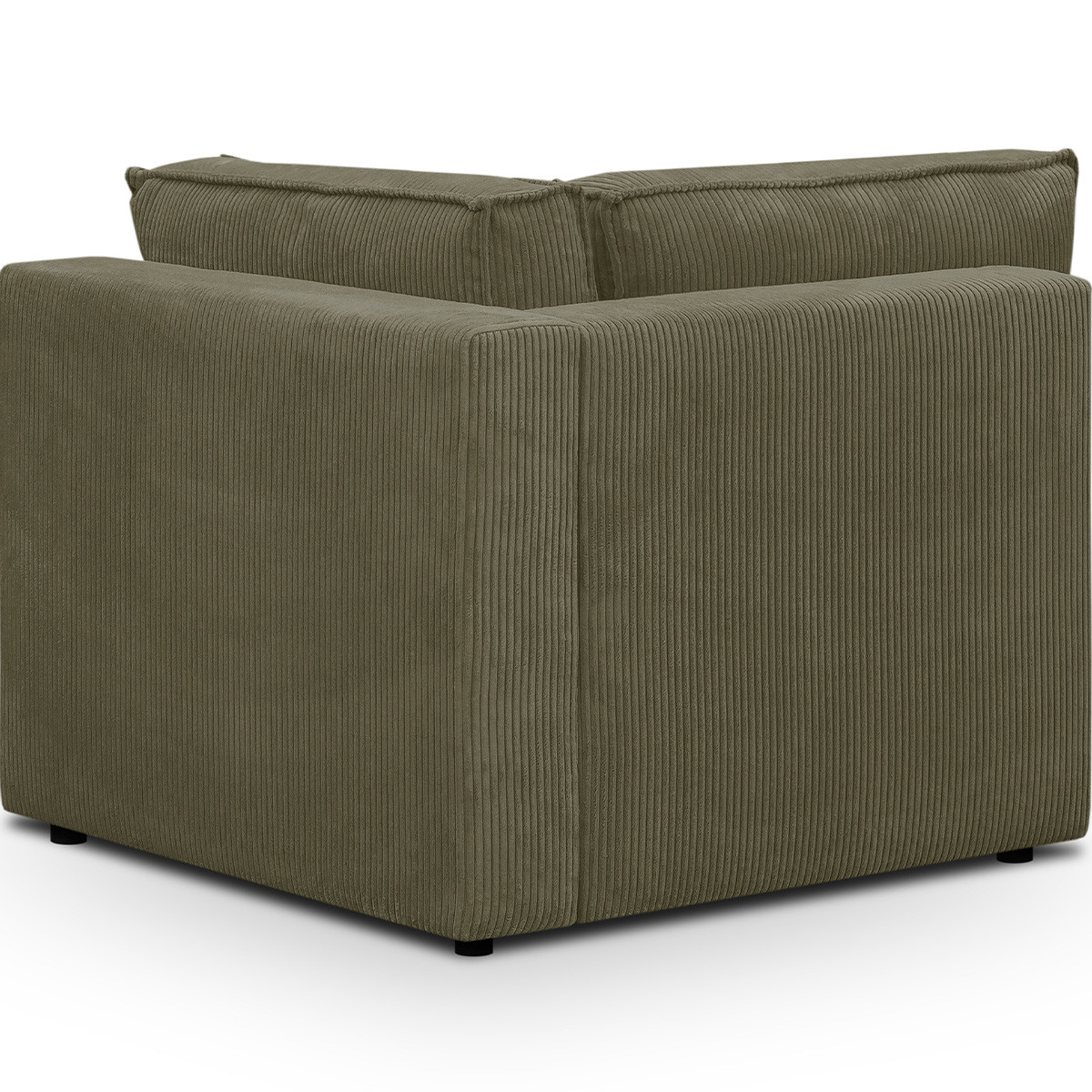 Canapé d'angle gauche convertible 10+1 places en velours côtelé - HARPER MOD vert kaki, HOMIFAB