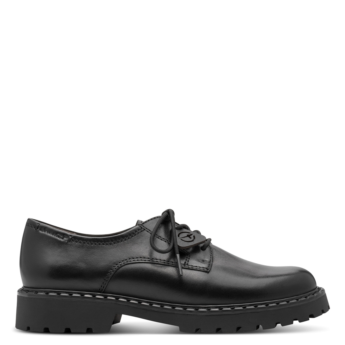 Derbie en cuir noir, TAMARIS