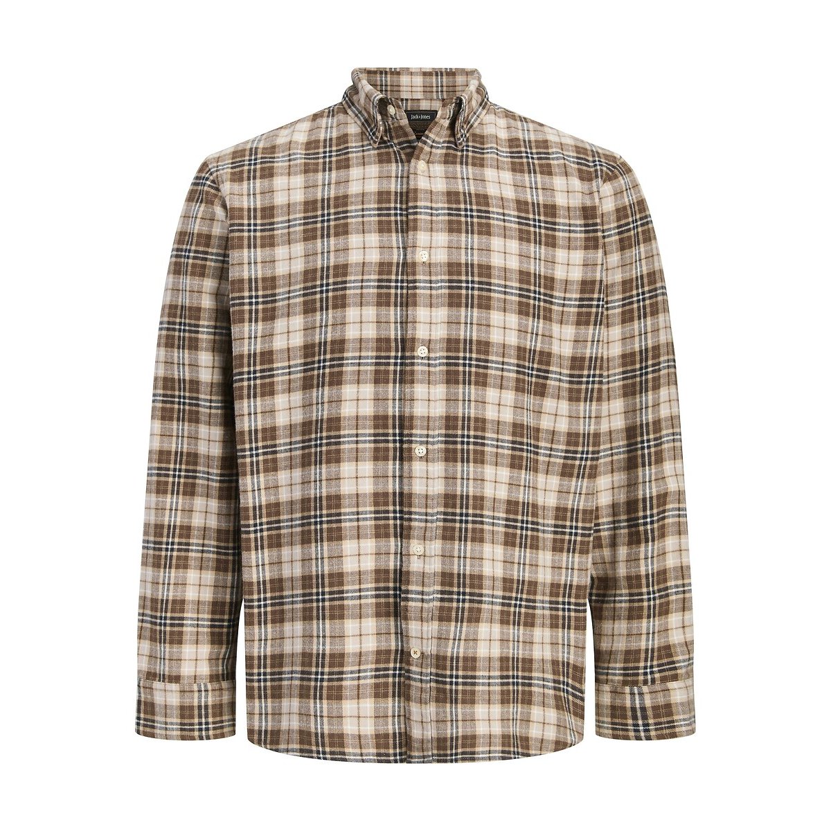 Hemdbluse mit langen Ärmeln kariert braun/beige, JACK & JONES