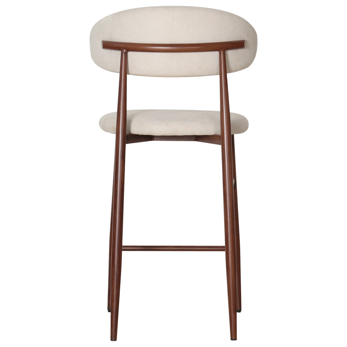 Tabourets de bar en tissu, lot de 2, Simon, SIMON beige, bois foncé, HAPPY GARDEN