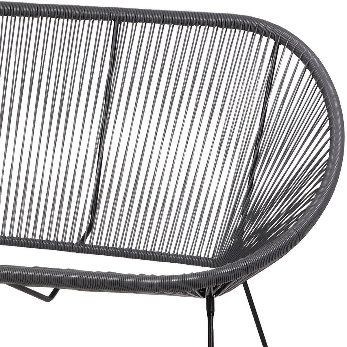 Canapé de jardin 2 places en résine gris anthracite Strings 137x92x85cm gris, SUNNYDAYS