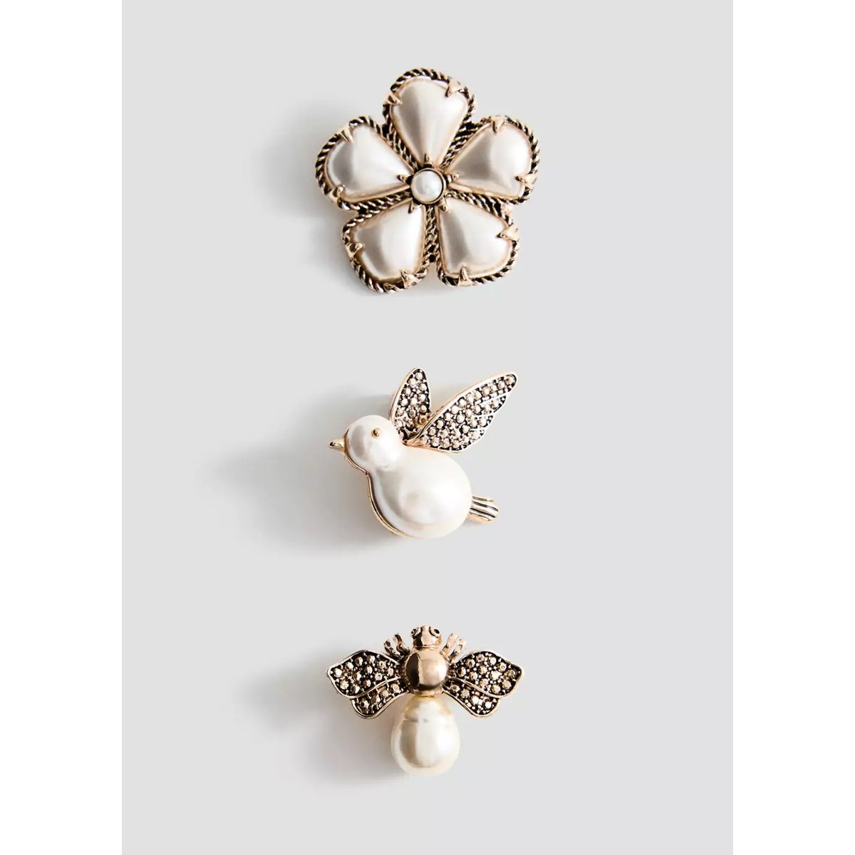 Ensemble 3 broches assorties or, MANGO