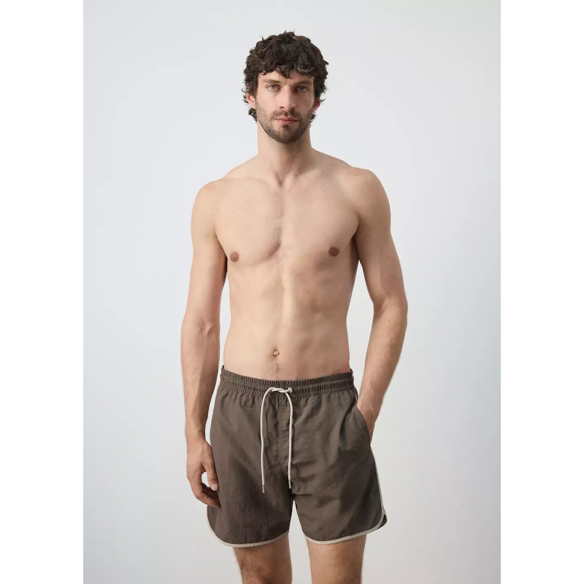 Maillot de bain essentiel cordon marron, MANGO MAN