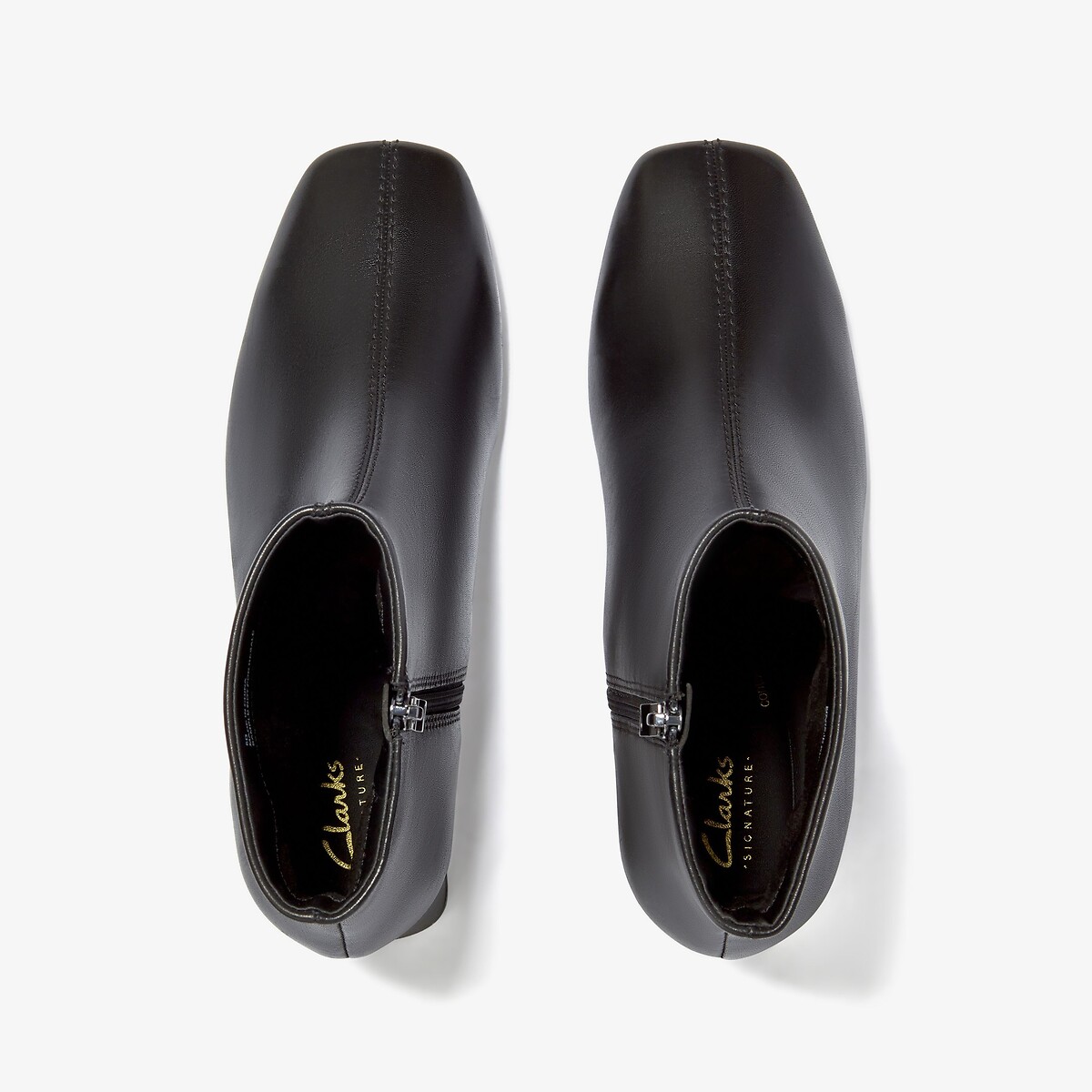 Botines de piel con tacón ancho negro, CLARKS