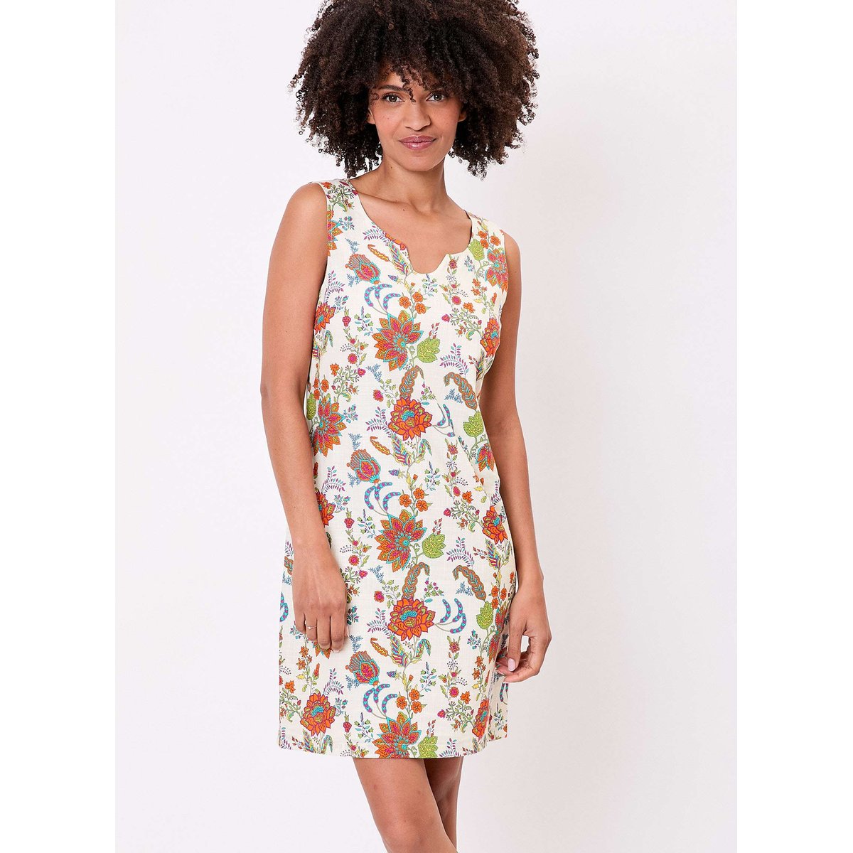 Robe sans manche droite coton bio GENIFA ecru suneila, LA FIANCÉE