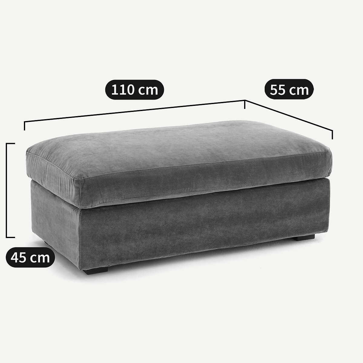 Repose-pied velours stonewashed, Neo Chiquito ficelle, AM.PM