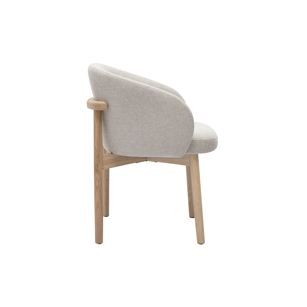 Chaises en tissu effet velours texturé beige et bois clair (lot de 2) TORVI beige, MILIBOO