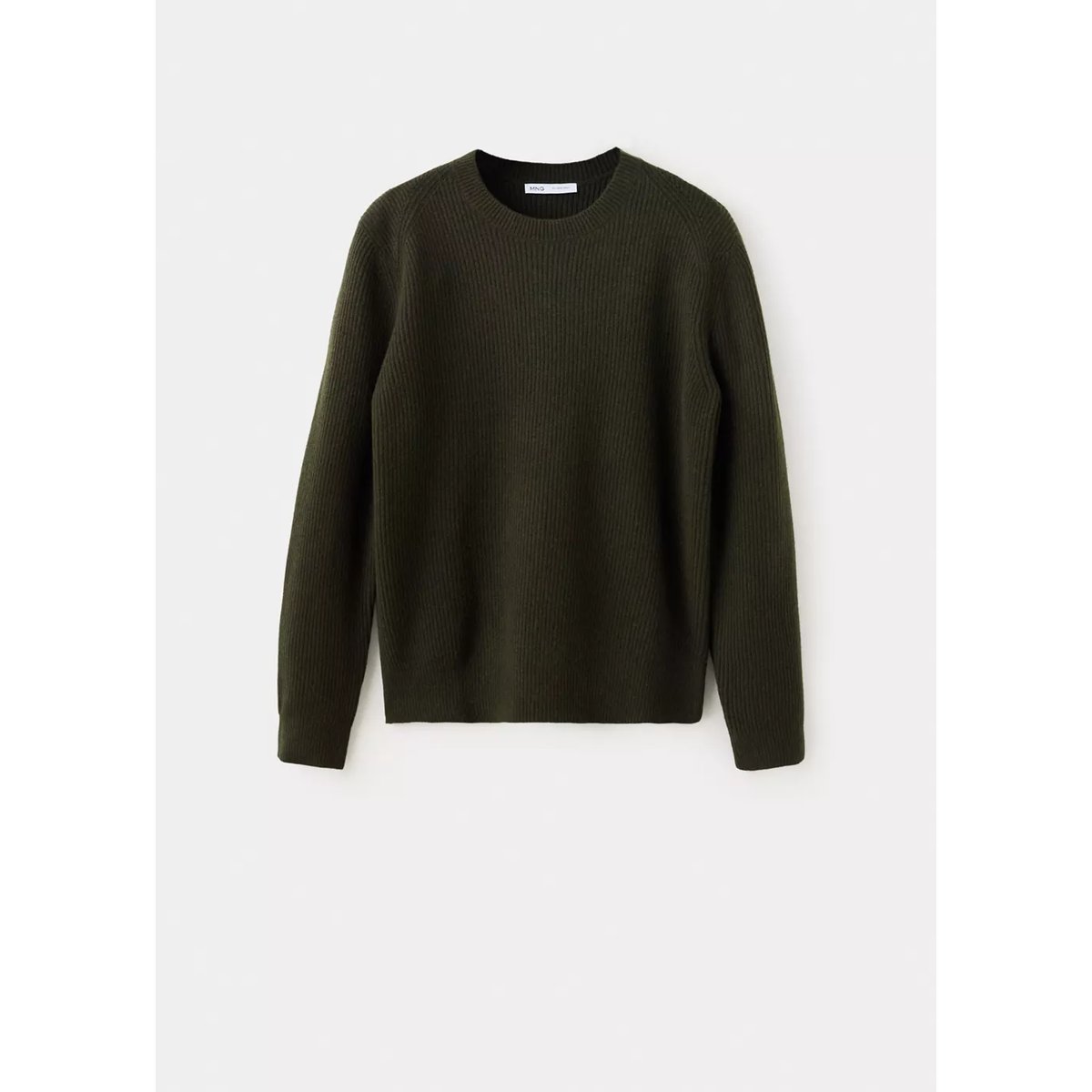 Pull-over maille côtelée kaki, MANGO MAN