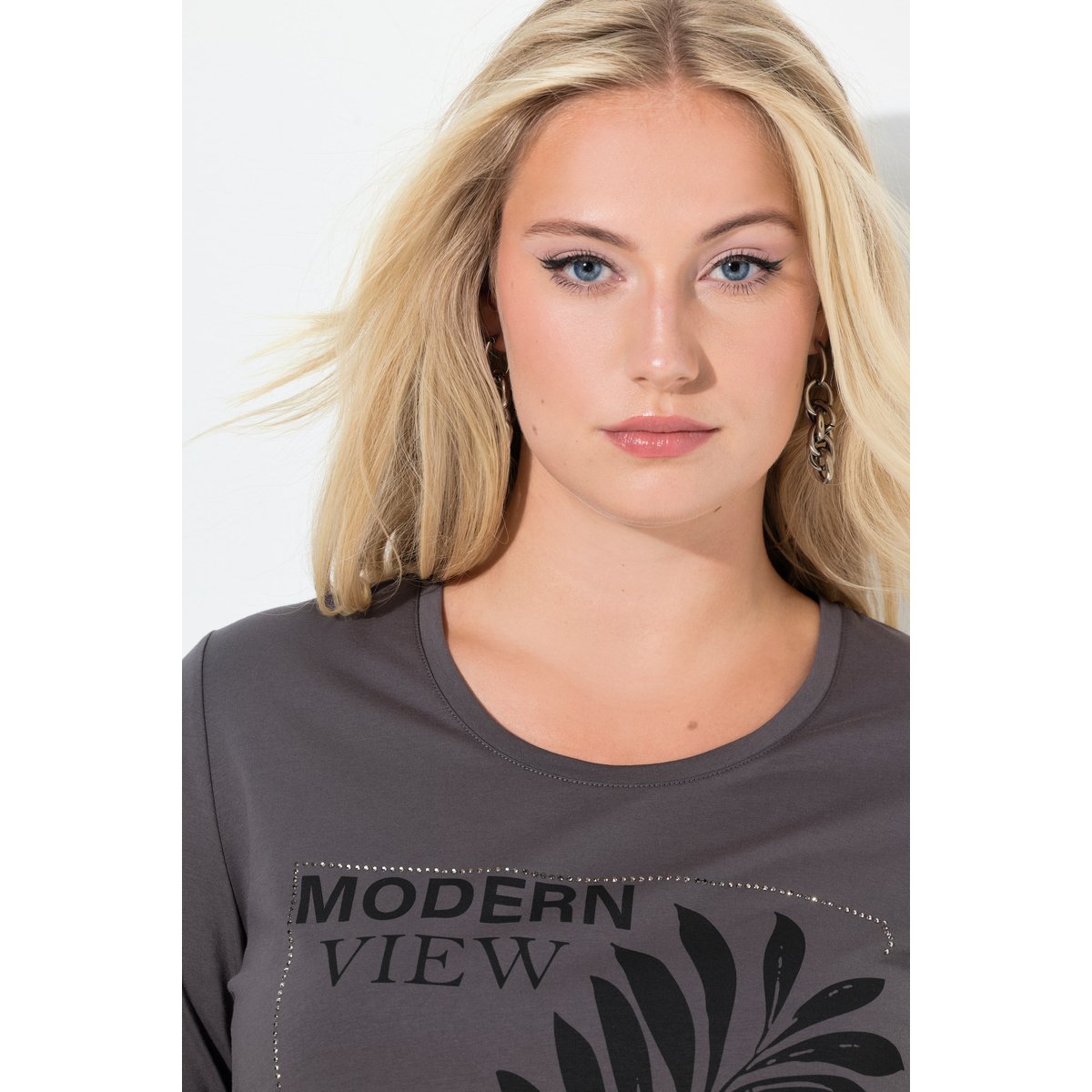 T-shirt motif branche d'olivier anthracite, ULLA POPKEN