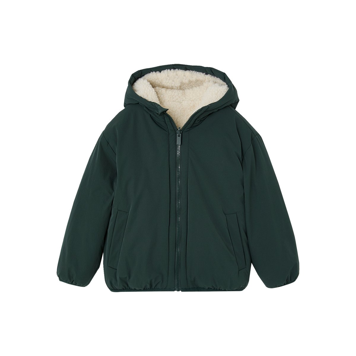 Blouson réversible à capuche vert sapin, VERTBAUDET
