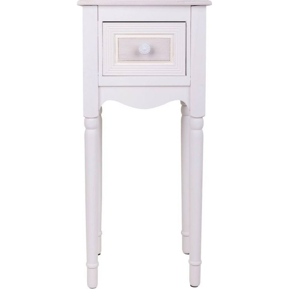 Table de chevet en bois avec tiroir rectangulaire blanc mat élégant, RECOLLECTION