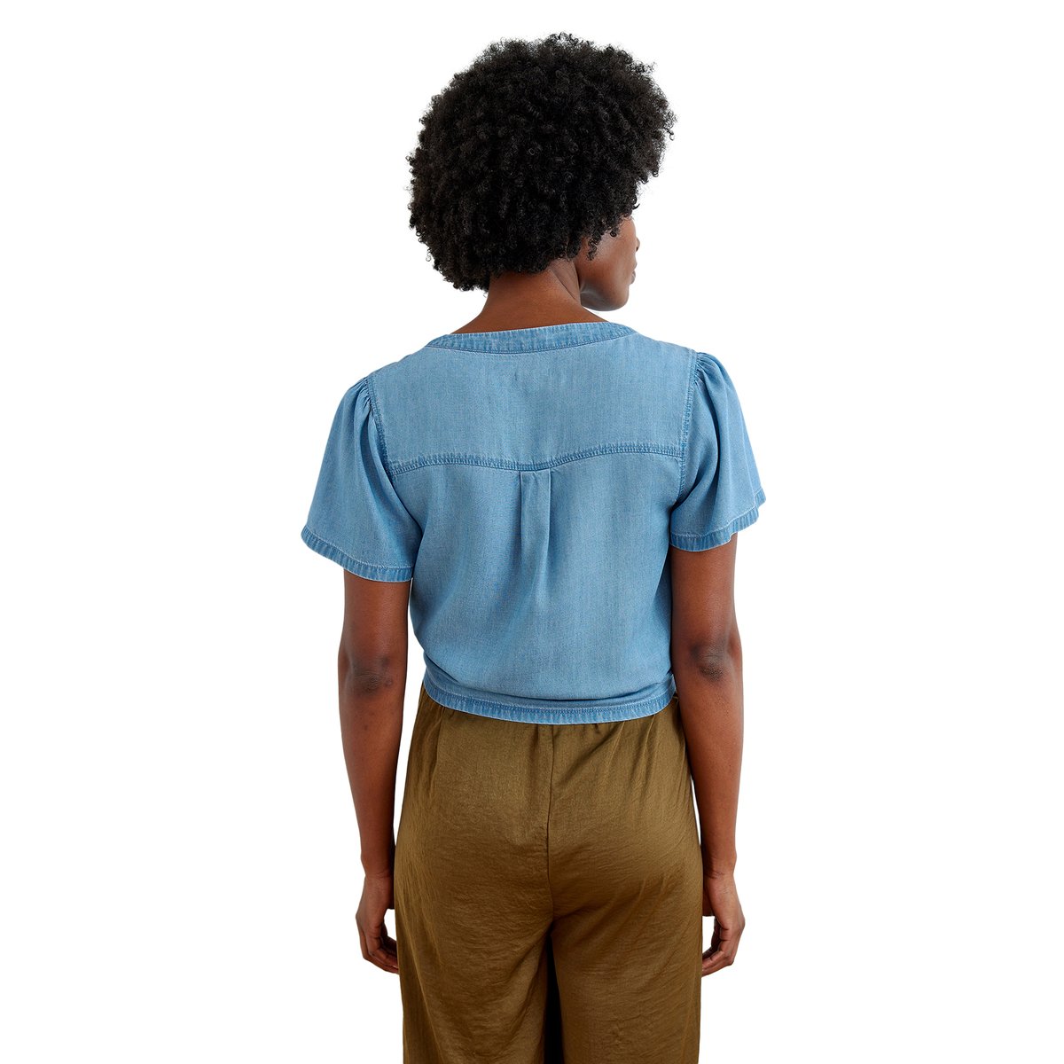 Blouse pressionnée grossesse et allaitement en lyocell stone, VERTBAUDET