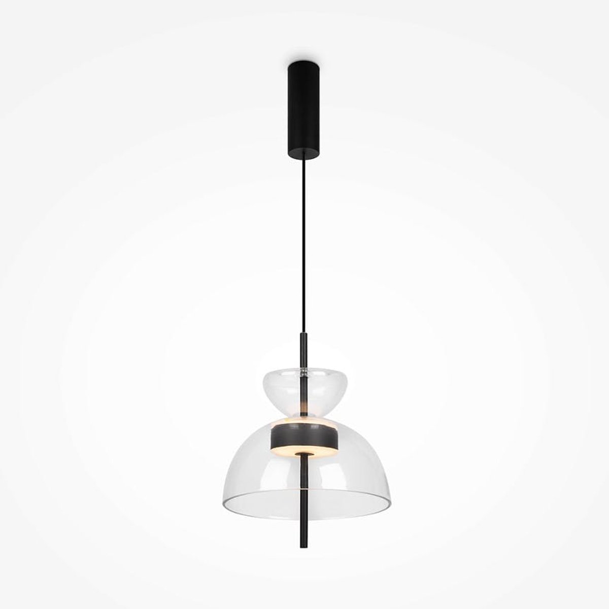 Suspension LED abat-jour en verre diabolo NORA transparent, PIER IMPORT
