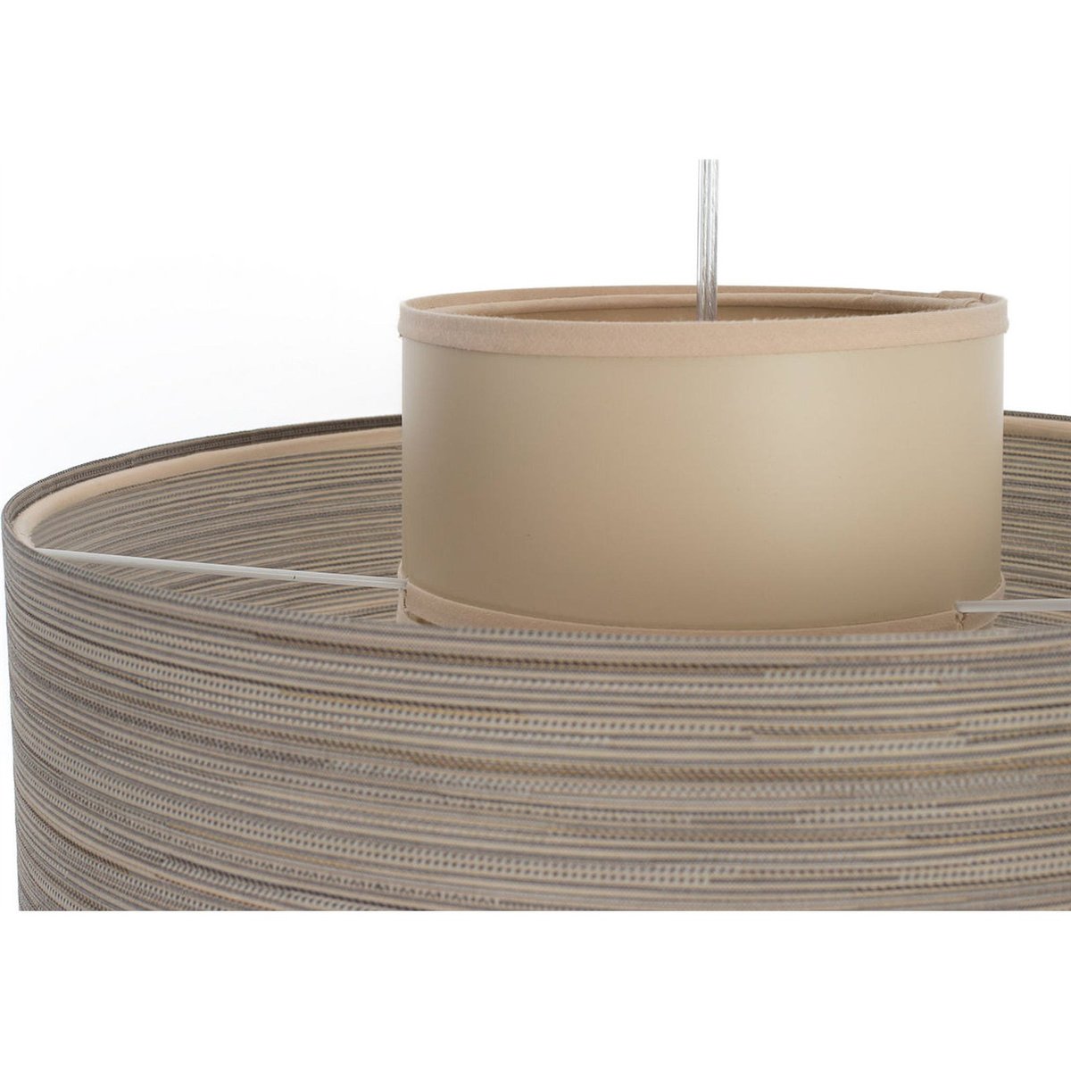 Suspension ronde en jute et lin TWIN LIGHT beige naturel et bois clair, BPS KONCEPT