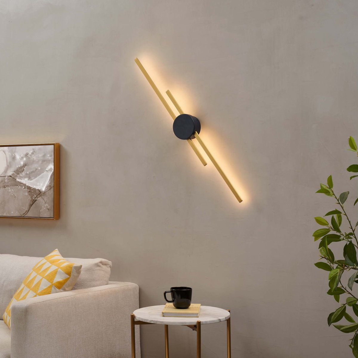 Applique murale graphique LED - PIA laiton et noir, KOSILUM