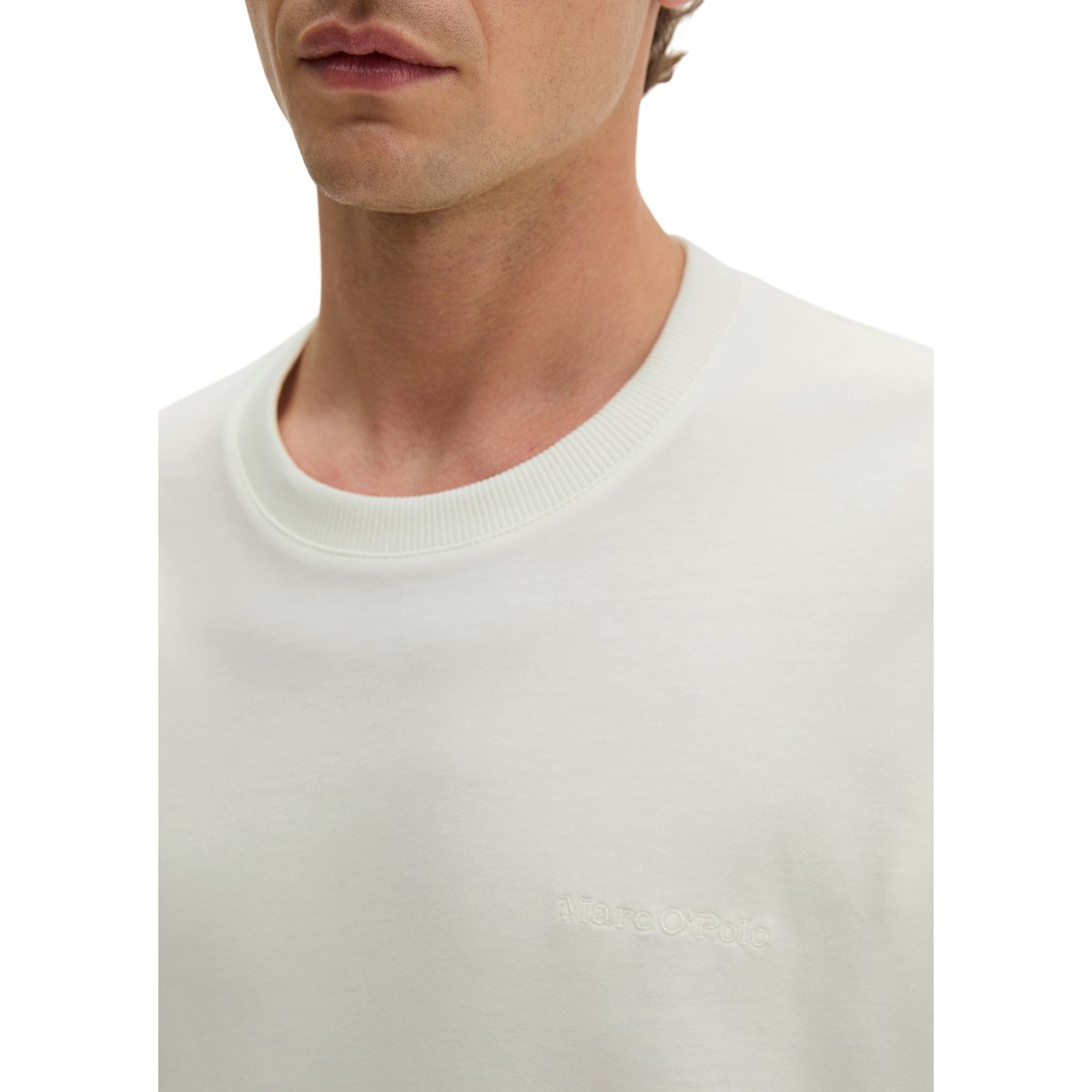 T-shirt long relaxed en jersey de coton bio épais blanc, MARC O'POLO