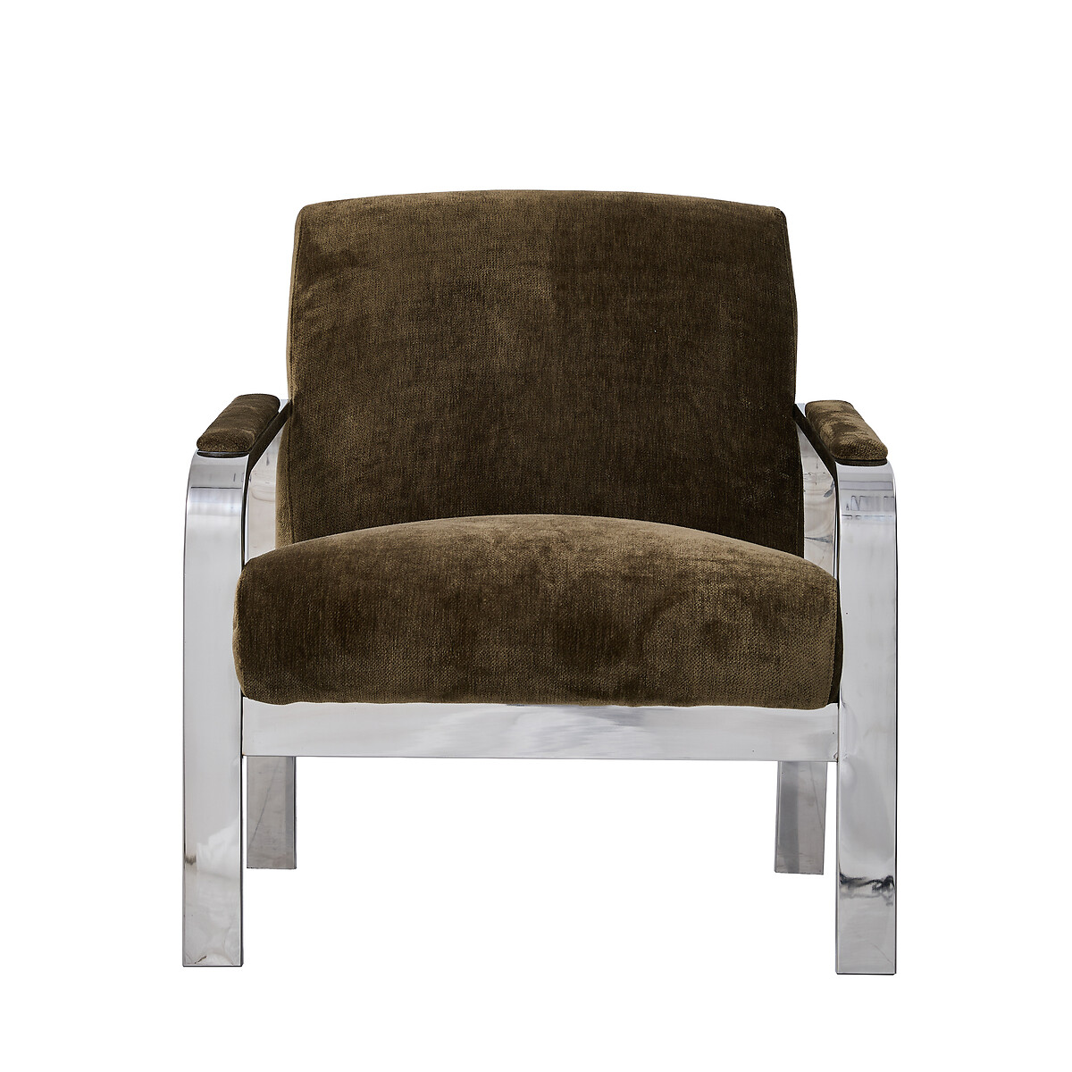 Zenny Chenille Chrome Frame Armchair khaki, ÉDITÉ