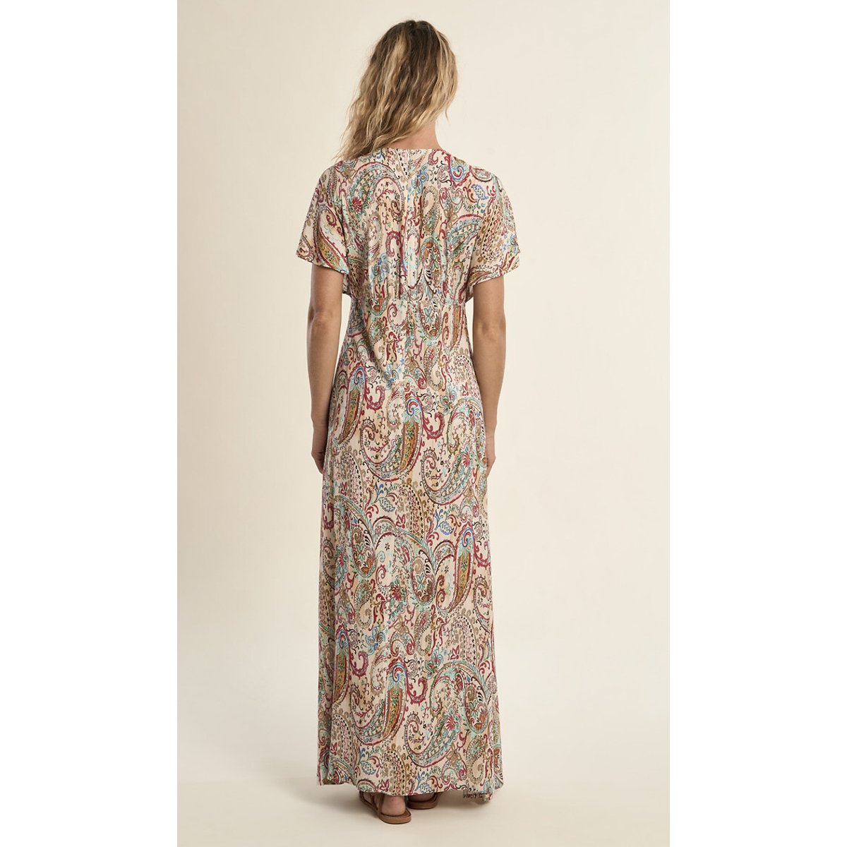 Robe longue imprimée manches courtes imprimé multicolore, MOLLY BRACKEN