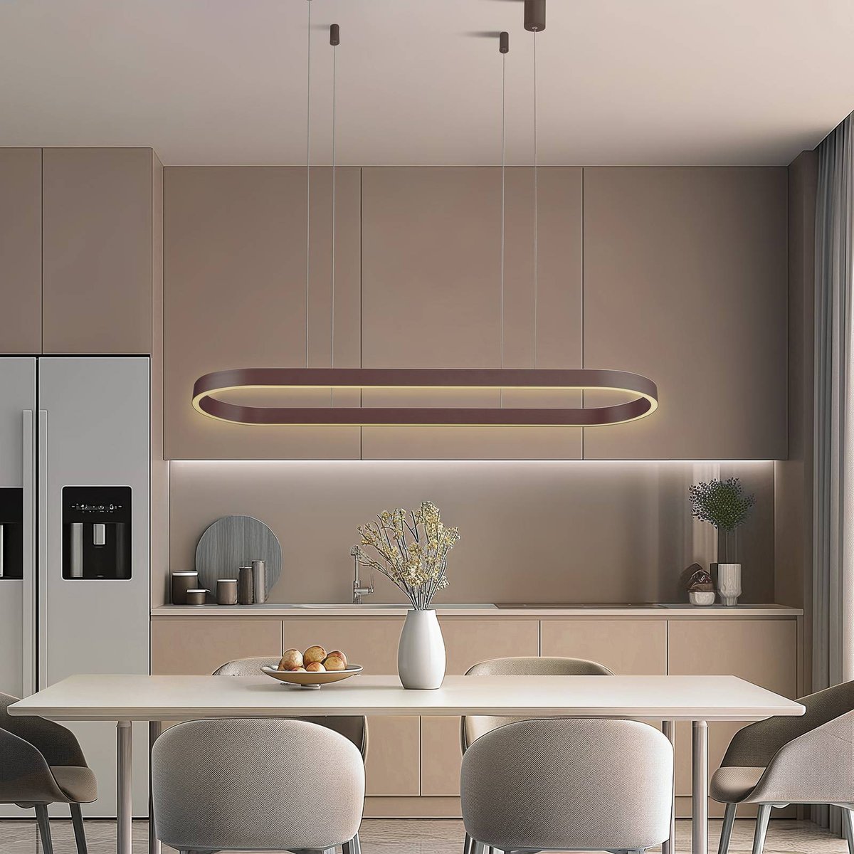 Suspension connectée en aluminium moderneLED café, LUCANDE